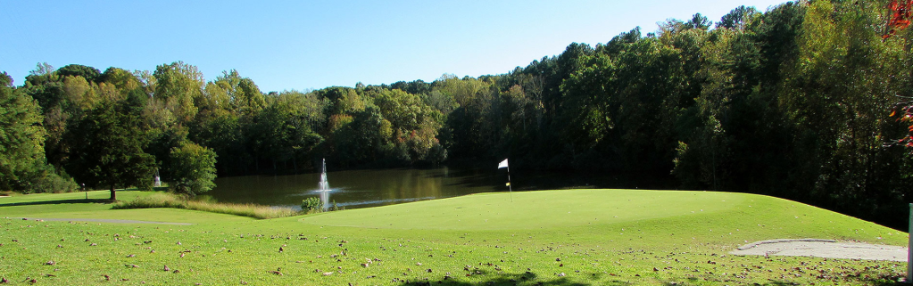 Fountain on golf course green
